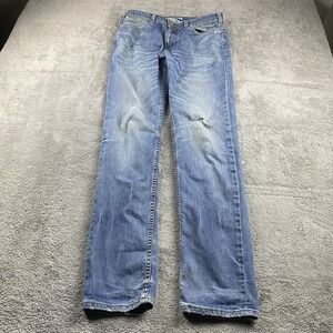 Levi's 519 Slim Jeans Mens 32X34 Blue Medium Wash Low Rise Distressed